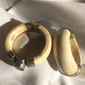 Onyx & Ivory Color Bone Bangle Bracelet (2)